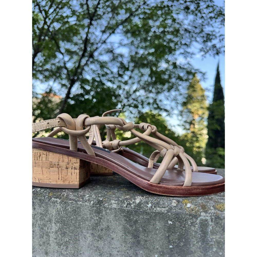 Matt Bernson Elba Sandals Rose Gold Leather Knot Block Heel Sundance Sz 11